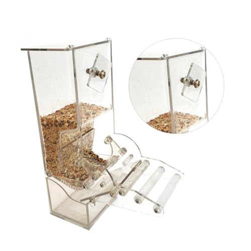 PENIKOKO Automatischer Vogelfutterspender Futterbox mit Verstellbarer Platte Leicht zu Reinigen Geeignet für Papageien und Kleine Vögel Einfacher Anbau Am Käfig Vogelzubehör von PENIKOKO