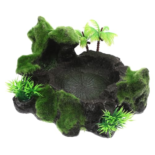 PENIKOKO Dekorative Reptilien Wasserschale aus Widerstandsfähigem Harz mit Natürlichem Baumstamm Design Sicher für Wasser und Futter rutschfest Geeignet für Eidechsen Schildkröten und von PENIKOKO