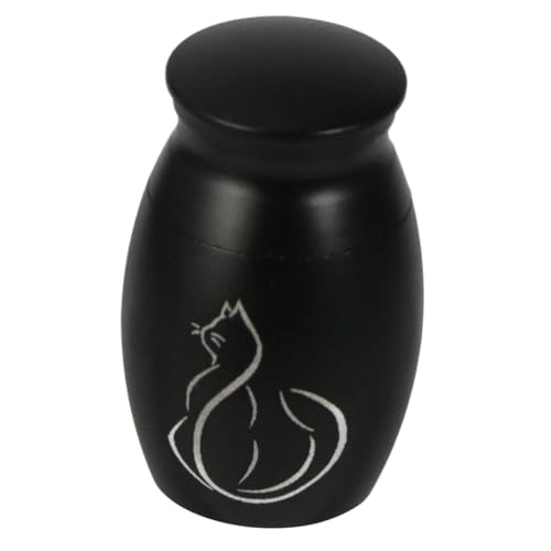PENIKOKO Edelstahl Katzenurne mit Schraubdeckel Langlebige Leichte Tierurne mit Niedlichem Katzenmuster Cremation Urn für Haustierasche Geeignet für Wohnzimmer Schlafzimmer Arbeitszimmer von PENIKOKO