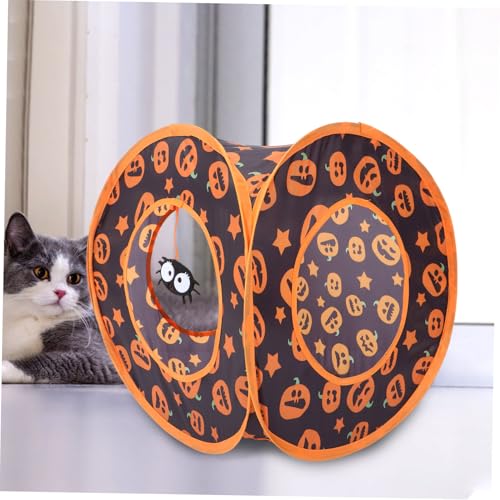 PENIKOKO Faltbarer Katzentunnel aus Polyester Halloween Langlebig und Sicher Spieltunnel für Wohnungskatzen und Kleine Haustiere Wie Kaninchen Meerschweinchen Igel für Indoor Spiel und von PENIKOKO