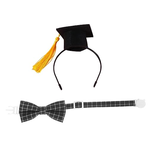 PENIKOKO Graduation für Haustiere Verstellbare Hundekrawatte und Katzenabschlussmütze mit Quaste Kostümzubehör für Geburtstagsfeiern und Besondere Anlässe von PENIKOKO