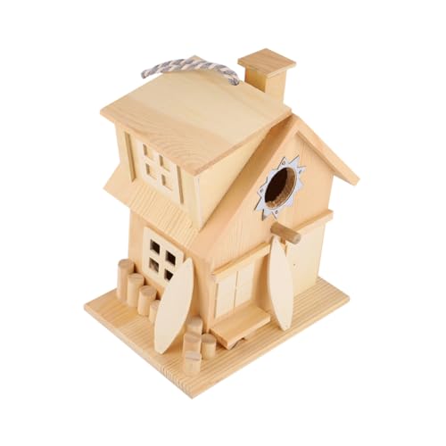 PENIKOKO Hängendes Vogelhaus Aus Holz Im Rustikalen Landhausstil Für Garten Für Vogelbeobachtung Außenbereich Dekoratives Element Ihrem Garten von PENIKOKO