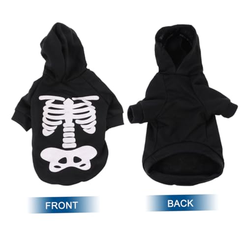 PENIKOKO Halloween Haustierkostüm Leuchtender Skelett Overall für Kleine und Mittelgroße Hunde Komfortabler Baumwollstoff Langlebig mit Schädelmuster Lustiges Cosplay für Halloween Party von PENIKOKO