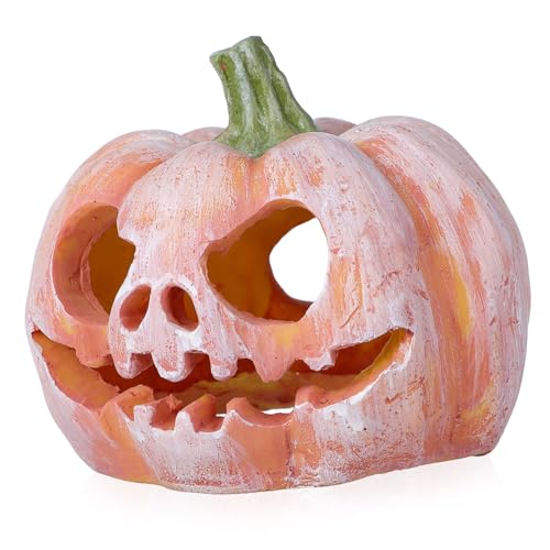 PENIKOKO Halloween Kürbis Aquarium Fischversteck aus Langlebigem Resin Dekorative Fischhöhle für Aquarium und Mini Garten Umweltfreundliches Fisch Unterschlupf Zubehör von PENIKOKO