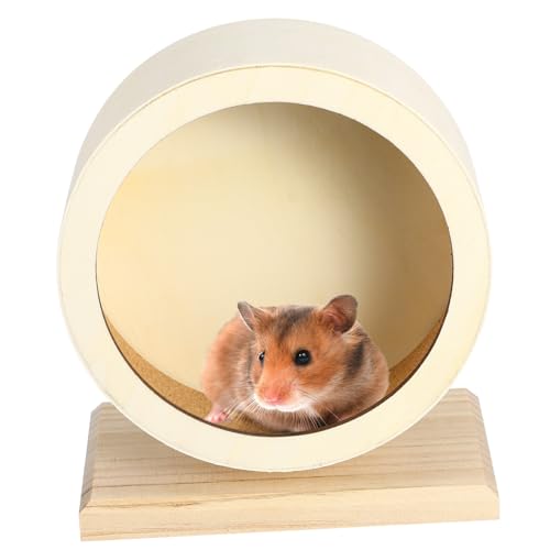 PENIKOKO Hamster Laufrad aus Holz Leise rutschfeste Übungsscheibe für Kleine Kleintiere Freistehendes Trainingsrad für Hamster Ratten und Kleine Haustiere Langlebiges Holzspielzeug für von PENIKOKO