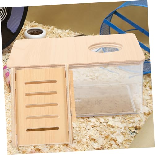 PENIKOKO Hamster Sandbad Box Transparent Mittelgroß mit Holzleiter Feines Sandbad für Hamster und Kleine Haustiere Leicht zu Reinigen und Beobachten Schonend mit Glatten Kanten für von PENIKOKO