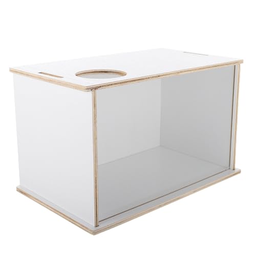 PENIKOKO Haustier Hamster Sandbad Sandkasten Haus mit Acrylwanne Holzabdeckung Atmungsaktiv Praktisch Leicht zu Reinigen für Chinchilla Rennmäuse Kleintiere von PENIKOKO