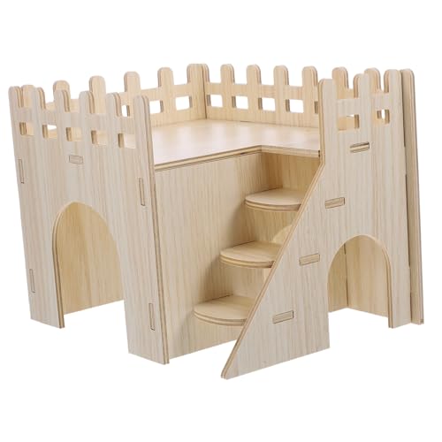 PENIKOKO Holz hamsterhaus mit Leiter Robustes Nagetierversteck für Meerschweinchen Hamster Igel und Eichhörnchen Kratzfest Sicherer Rückzugsort und Schlafplatz Praktisches Kleintierzubehör von PENIKOKO
