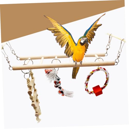PENIKOKO Holz papageien kletterleiter mit Schaukel Langlebiges Naturholz Kauspielzeug und Hänge Spielplatz für Vögel Fördert Bewegung und Balance im Vogelkäfig PENIKOKO Holz papageien kletterleiter mit Schaukel Langlebiges Naturholz Kauspielzeug und Hänge Spielplatz für Vögel Fördert Bewegung und Balance im Vogelkäfig von PENIKOKO