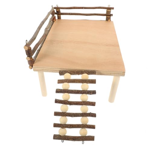 PENIKOKO Holz spielplattform für Hamster mit Robuster Leiter Vielseitige Kletterplattform für Zwerghamster und Kleintiere Fördert Bewegung und Koordination Stabiles Naturholz Sicher und von PENIKOKO