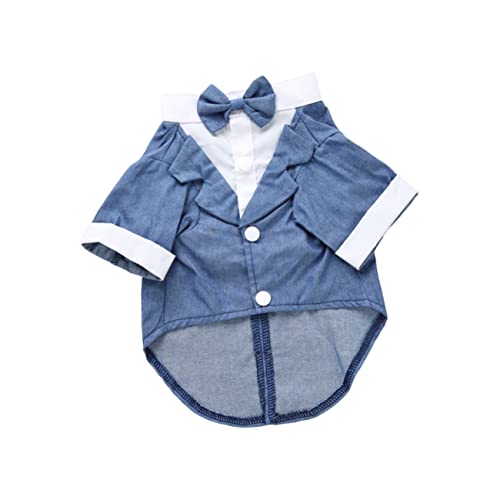PENIKOKO Hundekleidung Anzug mit Fliege Bequemes Haustier Outfit für Besondere Anlässe Hochzeiten Silvester Halloween Blau XL Haustierbekleidung für Stilvolle Hunde von PENIKOKO