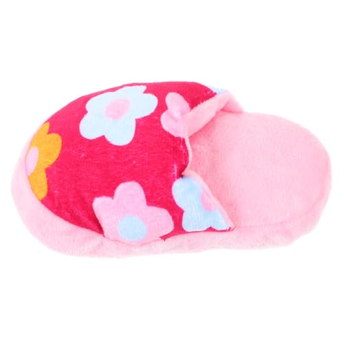 PENIKOKO Hundespielzeug Plüsch Quietschend Kauspielzeug Robust Beißfest Interaktiv Haustier Molar Für Welpen Zahnreinigung Spaßiger Schuh Form Dragpantoffel Rosa Mit Blumen Muster von PENIKOKO