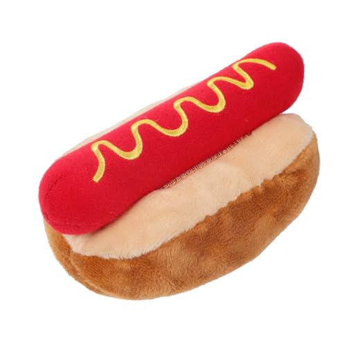 PENIKOKO Interaktives Kauspielzeug für Hunde Plüschspielzeug Hot Dog Form und Unterhaltsam für Welpen und Kleine Hunde Fördert Gesundes Kauen und Spielvergnügen von PENIKOKO