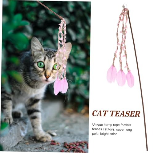 PENIKOKO Katzenangel mit Glocke Interaktives Katzenspielzeug aus Holz Federteaser für Katzen und Kätzchen Fördert Aktivität und Bewegung Haustierspielzeug für Mehr Aktivität von PENIKOKO