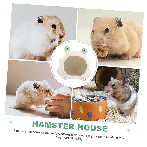 PENIKOKO Keramik Hamsterhaus Froschform Kleines Kühlendes Versteck aus Glatter Keramik Leicht zu Reinigen für Hamster und Kleintiere Bietet Komfortables Schlafnest für Sommer und Winter von PENIKOKO