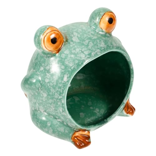 PENIKOKO Keramisches Hamsterhaus Froschform Kühlnest für Hamster Schlafversteck Langlebiges Haustier Zubehör für Kleine Tiere Dekoratives Tierheim von PENIKOKO