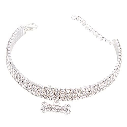 PENIKOKO Mini Strass Hundehalsband für Kleine Hunde Verstellbare Schnalle Design aus Weichem Material Geeignet für Outdoor Aktivitäten und Sportliche Einsätze S Weiß von PENIKOKO