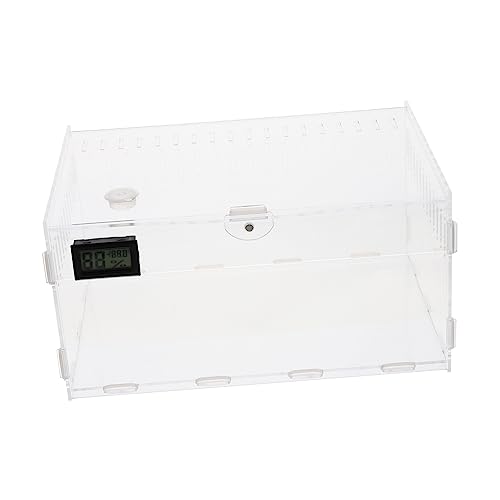 PENIKOKO Multifunktionale Transparente Reptilienbox Mit Temperatur Und Feuchtigkeitsmessgerät Für Schlangen Geckos Und Andere Haustiere Bietet Optimales Wohnumfeld von PENIKOKO