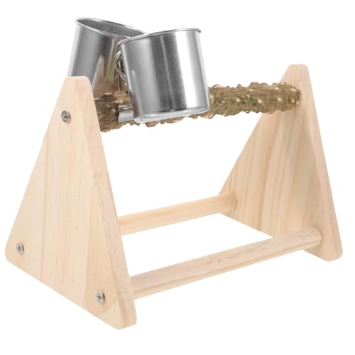 PENIKOKO Natürlicher Holz Papagei Stand mit Rauer Oberfläche Stabiler Vogel Trainingsplatz für Wellensittiche und Nymphensittiche rutschfeste Holz Sitzstange für Gesunde Krallenpflege von PENIKOKO
