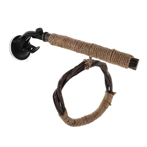 PENIKOKO Papageienstange aus Holz mit Schaukel Interaktives Vogelspielset für Kleine Vögel Saugnapf und Kauring für Vogelkäfige und Kletterspielzeug von PENIKOKO
