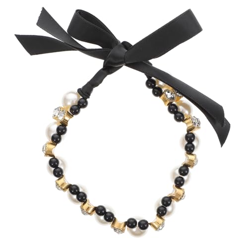 PENIKOKO Pet Halsband mit Perlen und Schleife Leichtes Langlebiges Hundehalsband Verstellbar Elegantes Schmuckzubehör für Welpen und Kleine Hunde Geeignet für Alltag und Party von PENIKOKO