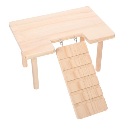 PENIKOKO Plattform für Hamsterkäfige Hamsterplattform aus Holz Plattformspielzeug aus Chinchilla-Holz Hamster Holzplattform Esstisch für Hamster kleine Holzplattform hölzern Beige von PENIKOKO