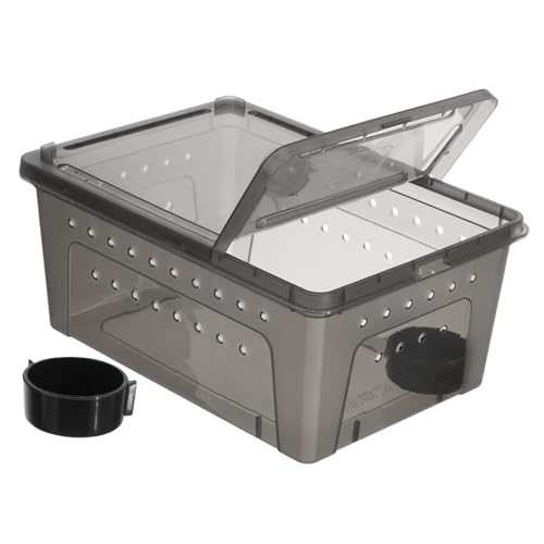 PENIKOKO Reptilien Terrarium Kunststoff Zuchtbox Teilig Schwarz Langlebige Futterbox für Schildkröten Gehege Echsen Spinnen und Sichere Aufzucht und Transport von PENIKOKO