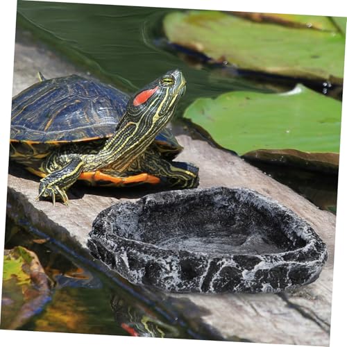 PENIKOKO Reptilien Wassernapf aus Hochwertigem Harz Sichere Futterschale und Wasserbecken für Schildkröten und Eidechsen Realistische Terrarien Schale als Futter Trinkgefäß Dekoratives von PENIKOKO