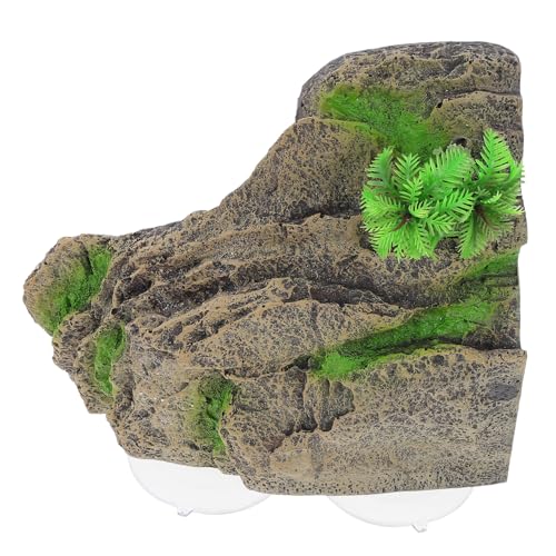 PENIKOKO Resin Schildkröten Sonnenplattform mit Künstlicher Höhle Robustes Aquarium Terrarium Kletterplattform für Wasserschildkröten und Reptilien Graue Langlebige Dekoration von PENIKOKO