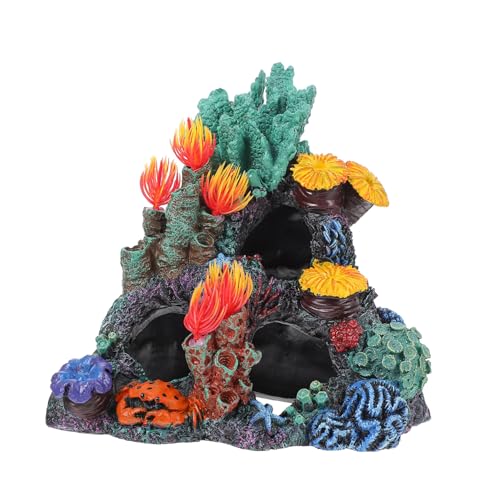 PENIKOKO Simulation Aquarium Korallen deko aus Umweltfreundlichem Harz Pflegeleicht Wasserbeständig Realistisch Gestaltete Aquarienpflanze für Büro und Fischbecken Fischfreundlich von PENIKOKO