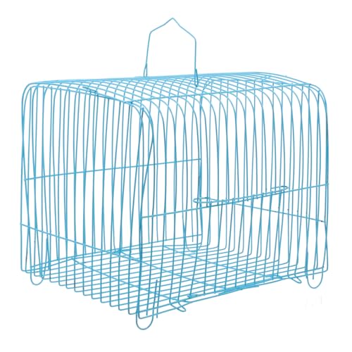 PENIKOKO Tragbarer Vogelkäfig aus Metall für Papageien Handgeführter Transportkäfig für Sittiche für Ausflüge und Reisen Sicheres und Stabiles Zuhause für Ihre Vögel Mittelgroß Blau von PENIKOKO