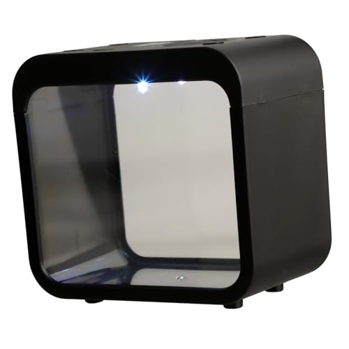 PENIKOKO Transparenter Mini Fischzuchtbehälter mit LED Licht Abnehmbares Desktop Aquarium Kreative Fischbrutbox für Kleine Fische Einfacher Reinigung und Dekoratives Design Schwarz von PENIKOKO