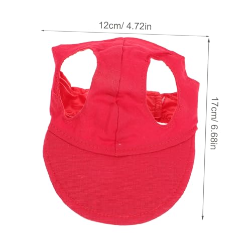 PENIKOKO Verstellbare Hundesonnenmütze mit Ohrlöchern Outdoor Baseballcap für Kleine Hunde Atmungsaktiver Sonnenschutz Kopfbedeckung für Welpen und Haustiere Rot S von PENIKOKO