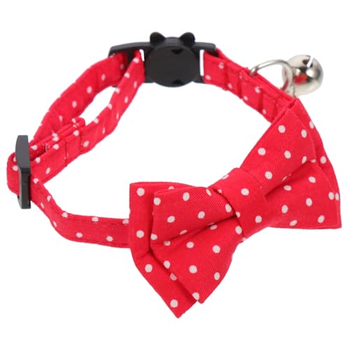 PENIKOKO Verstellbares Hundehalsband mit Baumwolle und Glocke Katzen und Kleine Hunde Fliege Atmungsaktives Leichtes Haustier Kostüm Accessoire mit Handgenähter Roter Schleife von PENIKOKO