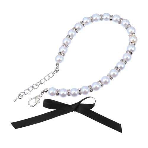 PENIKOKO Verstellbares Perlenhalsband für Haustiere Stilvolles Imitationsperlen Hundehalsband Komfortabler Schmuckkragen für Katzen und Hunde Passend für Kleine bis Mittlere Haustiere von PENIKOKO