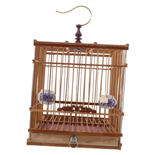 PENIKOKO Vintage Vogelkäfig Rechteckig mit Abnehmbarem Bodenrost Kohlenstoffveredelt Langlebig für Distelfinken Zosterops Naturnahes Design für Balkon Garten von PENIKOKO