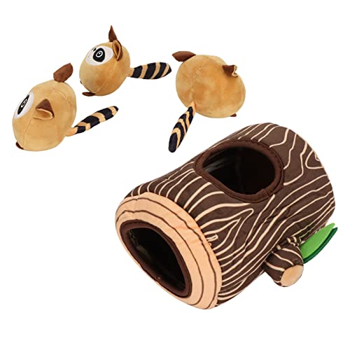 Hide Seek Haustierspielzeug, ÜBungs-Quietschpuzzle Hundespielzeug Bissfestes ZäHneknirschen Interaktive Baumlochform Langeweile Relief Outdoor PlüSch FüR Katzen (Waschbär-Typ) von PENO