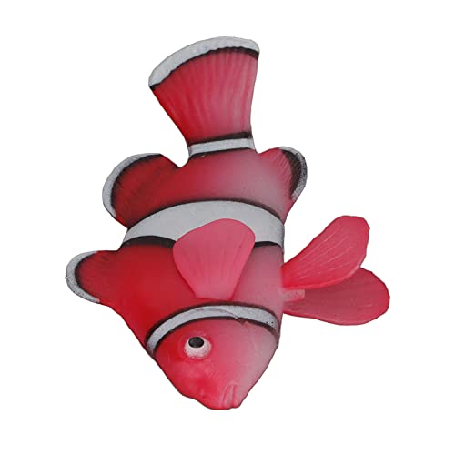 PENO Schwimmende Clownfische FüR Aquarien, HitzebestäNdiges Silikon, KüNstliche Schwimmende Clownfische, Lebendiger Leuchteffekt mit MeeressaugnäPfen FüR Zuhause (Rot) von PENO