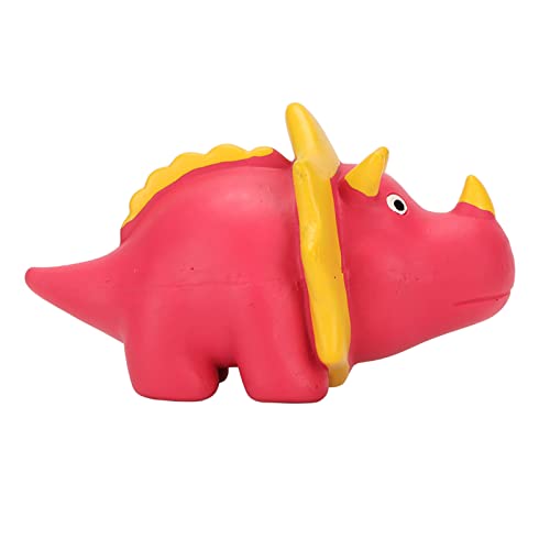 Quietschendes Hundespielzeug, Dinosaurier, schmackhaft, interessant, Latex, bissfest, lindert Angst für Haustiere (Rose Triceratops) von PENO
