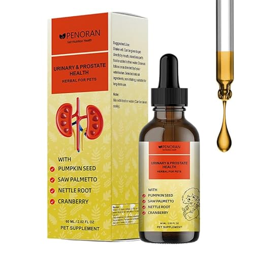 Hunde und Katzen Harnweg- und Prostata-Support (Urinary & Prostate) Gesundheit Kräuterergänzung für Haustiere, 60 ml, mit Kürbiskern, Sägepalme, Brennnessel und Cranberry von PENORAN