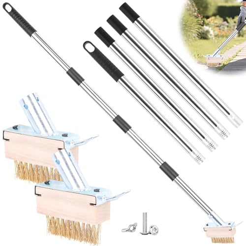 2Pcs Fugenbürste Fugenkratzer Unkraut Set mit 160cm Edelstahl Teleskopstiel, 2-in-1 Robuste Unkraut Entferner Gerät, Drahtbürste Unkrautbürste Unkrautkratzer für Moos Terrasse Pool Garte Hartnäckigen 2Pcs Fugenbürste Fugenkratzer Unkraut Set mit 160cm Edelstahl Teleskopstiel, 2-in-1 Robuste Unkraut Entferner Gerät, Drahtbürste Unkrautbürste Unkrautkratzer für Moos Terrasse Pool Garte Hartnäckigen von PENRUNKA