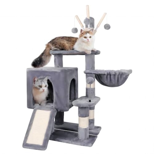 PENTALES 38,6 Zoll Katzenbaum für Indoor-Katzen Kätzchen, mehrstufiger Katzenturm mit Kratzbaum, gemütlicher Höhle, Hängematte, Kratzbrett, 3 abnehmbare Pompomstäbe, Frühlingsball, Grau PENTALES 38,6 Zoll Katzenbaum für Indoor-Katzen Kätzchen, mehrstufiger Katzenturm mit Kratzbaum, gemütlicher Höhle, Hängematte, Kratzbrett, 3 abnehmbare Pompomstäbe, Frühlingsball, Grau von PENTALES