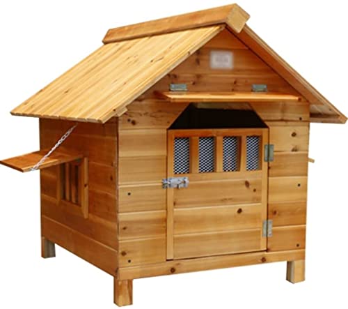 Hundehütte aus massivem Holz in natürlicher Farbe for den Innen- und Außenbereich (Size : L) von PEPDRO