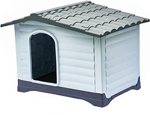 Hundehütte im Freien mit Dach Regenfeste und atmungsaktive Hundehütte, Hundevilla aus dickem PP for Rasen, Seitenwände können geöffnet Werden (Größe: 91,4 * 68,9 * 66 cm) von PEPDRO