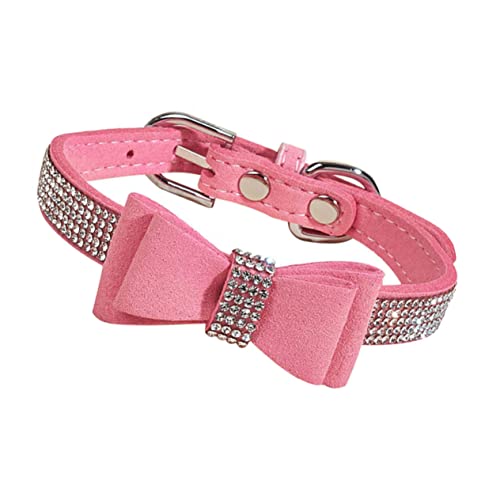 PEPLAYTAL 1 Satz Diamanthalsband Für Haustiere Hundehalsband Mittel Stichworte Bögen Für Das Hundetraining Strass-Haustier-halsdekoration Bogen Name Rosa Mikrofaser von PEPLAYTAL