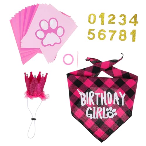 PEPLAYTAL 1 Satz Haustier Geburtstag Anzug Hundegeburtstags-Shirt Mini-Katze-Geburtstagshut Haustier Geburtstagset Katzen Geburtstagsdeko Hund Geburtstagsoutfit Mädchen Hundegeburtstagskrone von PEPLAYTAL