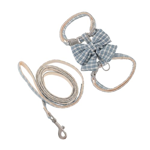 PEPLAYTAL 1 Satz Katzengeschirr und Leine Verstellbares Ausbruchsicheres Geschirr für Katzen mit Leine Blau für Outdoor Aktivitäten Tragen Leicht und Sicher von PEPLAYTAL
