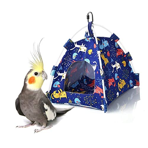 PEPLAYTAL 1 Stück Blaues Cartoon Papageienzelt aus Strapazierfähigem Canvas Tierfreundliches Vogelhaus für Kleine Haustiere Stilvolles und Sicheres Versteck von PEPLAYTAL