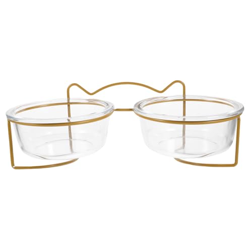 PEPLAYTAL 1 Stück Katzennapf Aus Glas Futternapf Für Haustiere Pet Hohe Schüssel Katze Glasschale Hundenapf Haustiernapf Mit Ständer Pet-glasschale Kippen Sie Den Futternapf Eisen von PEPLAYTAL