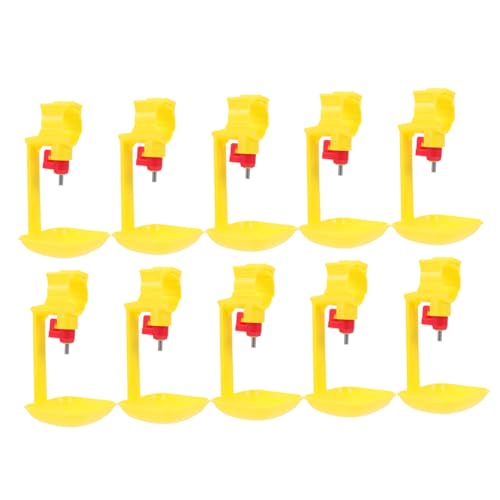 PEPLAYTAL 10 Stück Automatische Tränke Für Hühner Hühnerwasserbecher Wasserspender Für Hühner Groß Automatischer Wasserspender Hühnerwassertrinker Hühnerwassersystem Hängend Yellow Plastik von PEPLAYTAL